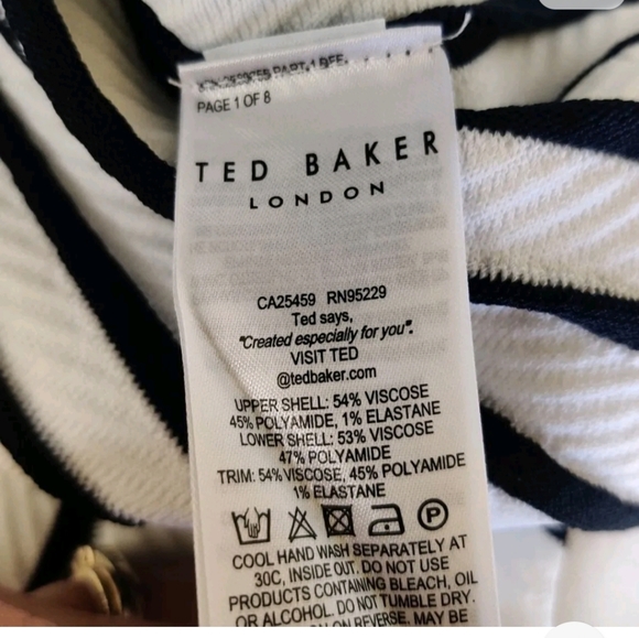 NWTCTed Baker US 16 white black cocktail STREACH Dress - Picture 4 of 15